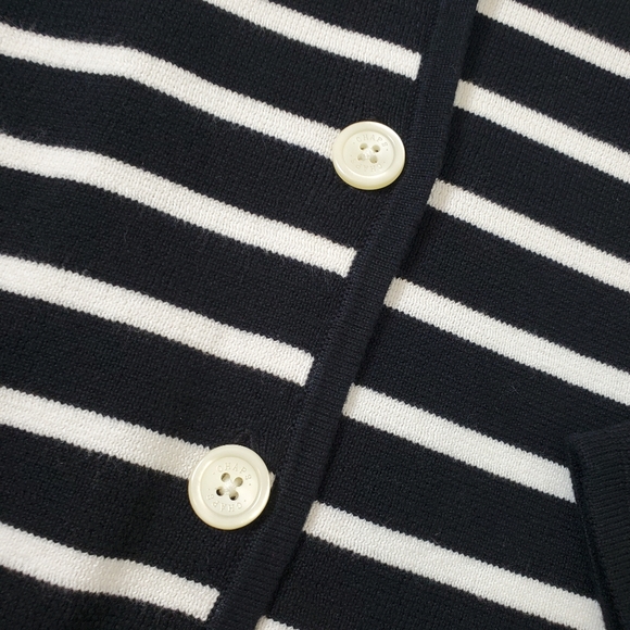 Chaps Cotton Knit Blazer Size M Black and White Stripes - Picture 8 of 11